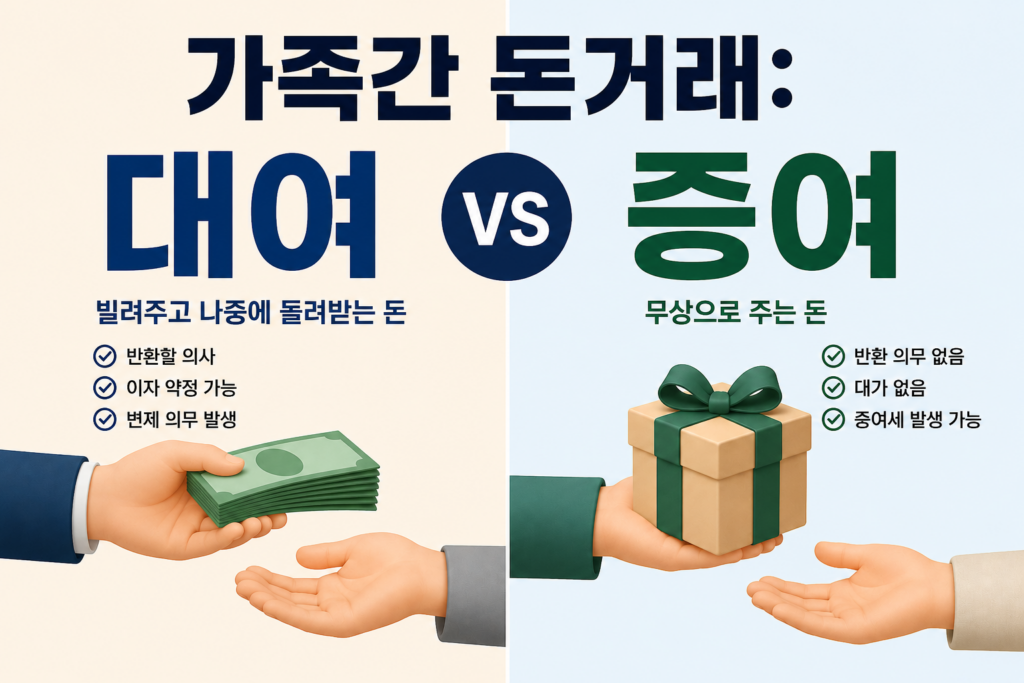 가족간돈거래:대여와증여