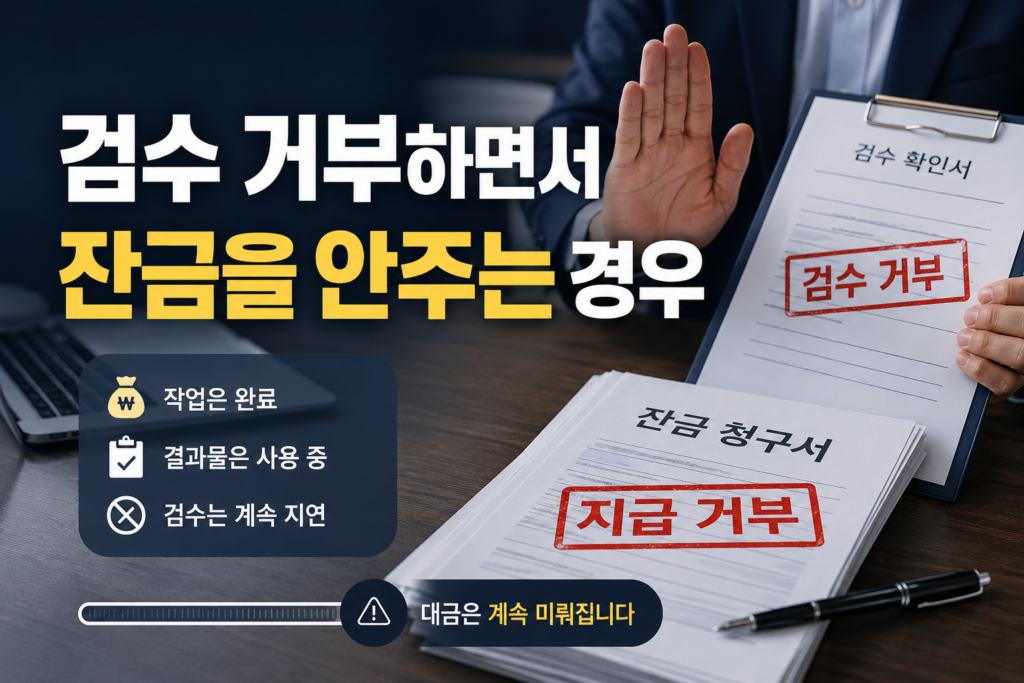 검수를 거부하면서 잔금지급 지연